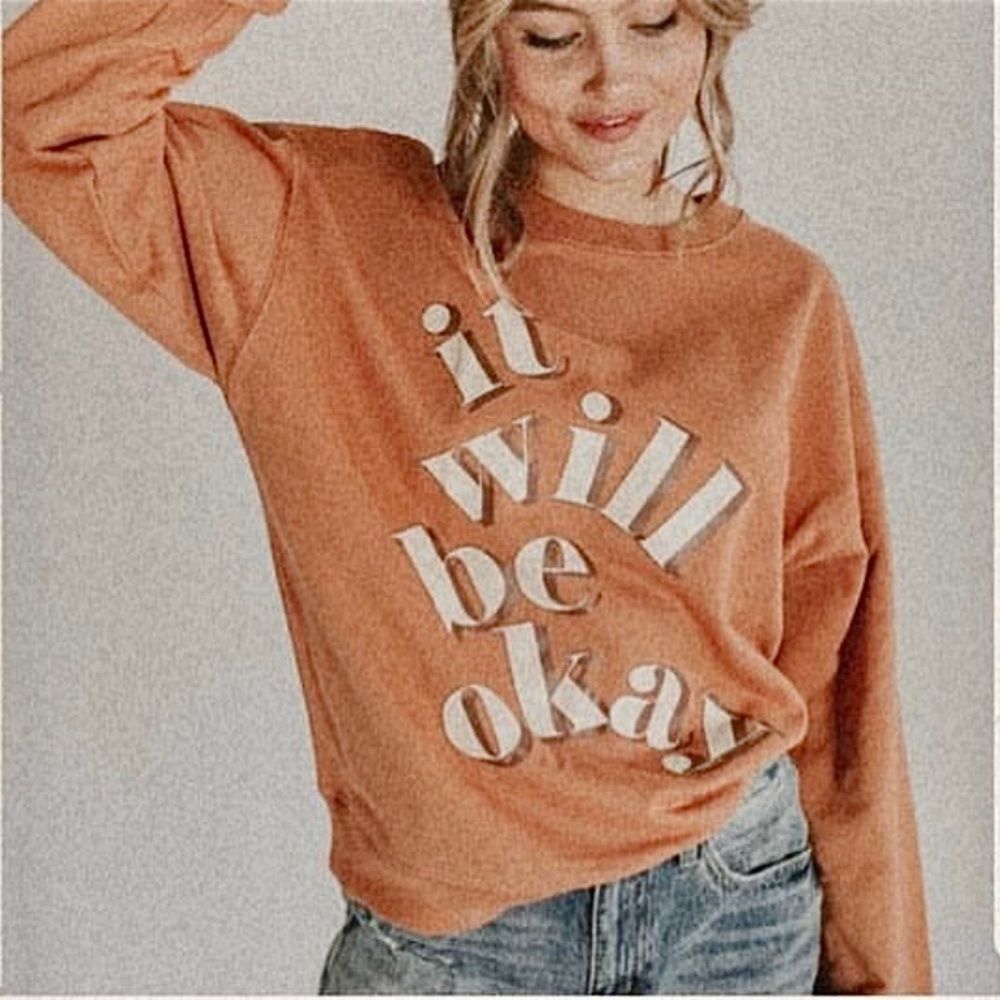 NWOT Shop Meraki Moon “It Will Be Okay” Crewneck Pullover Top size Small